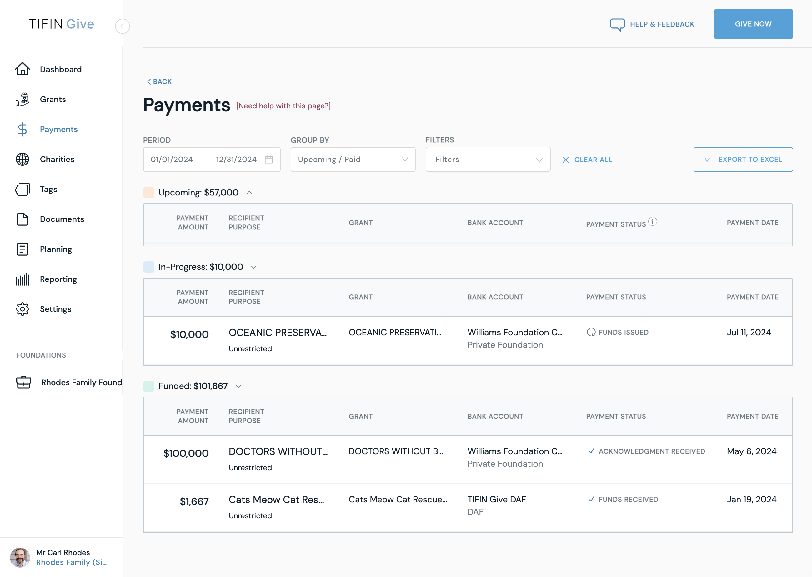 TIFIN Give Full Grant Lifecycle Automation Tracking